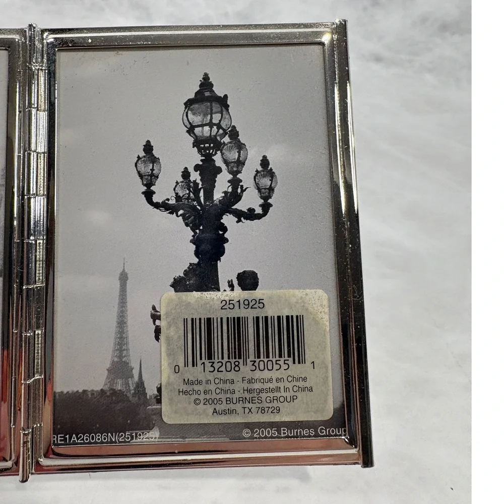 Vintage Burnes of Boston Silver Metal Quad Fold 2.5x3.5 Picture Frame 4-Way